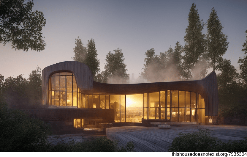 A Curved, Exposed Wood Exterior Inspired by Nature