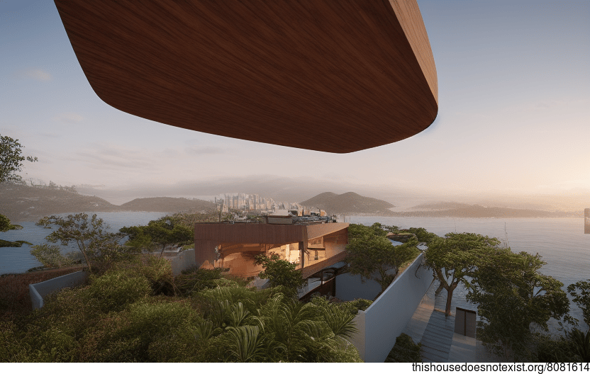 A Modern Architecture Home in Florianopolis, Brazil With an Exposed Wood Exterior and Curved Bamboo Rocks