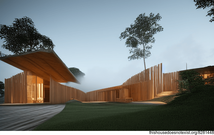 A House in Florianopolis, Brazil, with an Exposed Wood Exterior and Curved Bamboo Part