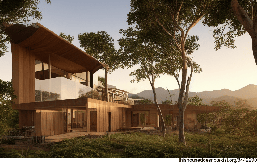 A Curved Wood and Stone House in Florianopolis, Brazil