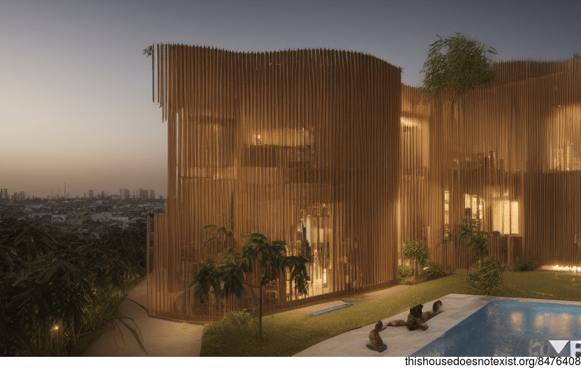 A Modern Nigerian Home with Exposed Wood and Curved Bamboo