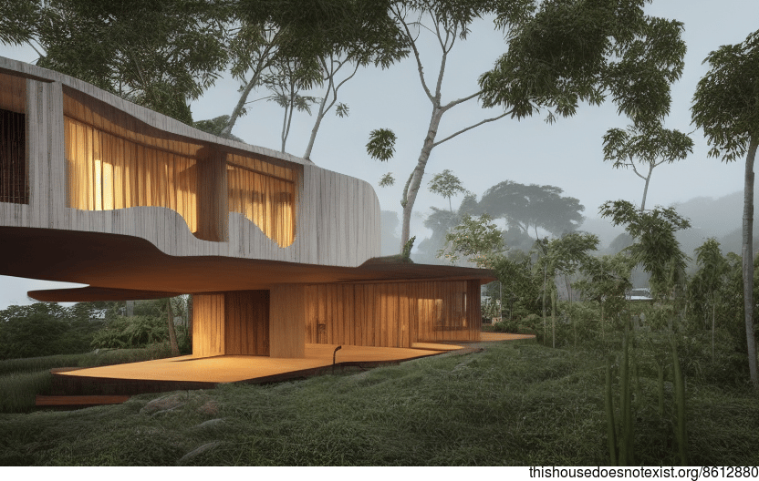 A modern home in Florianopolis, Brazil, designed with wood, stone, and bamboo for a natural look and feel