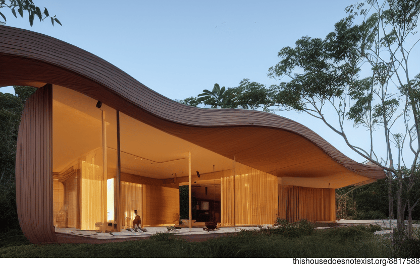 A Modern Architecture Home in Florianopolis, Brazil with an Exposed Wood and Stone Exterior